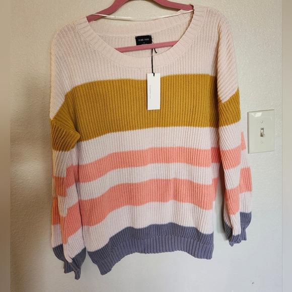 Blank Paige Sweaters - Blank Paige 100% Cotton Colorful Striped Sweater